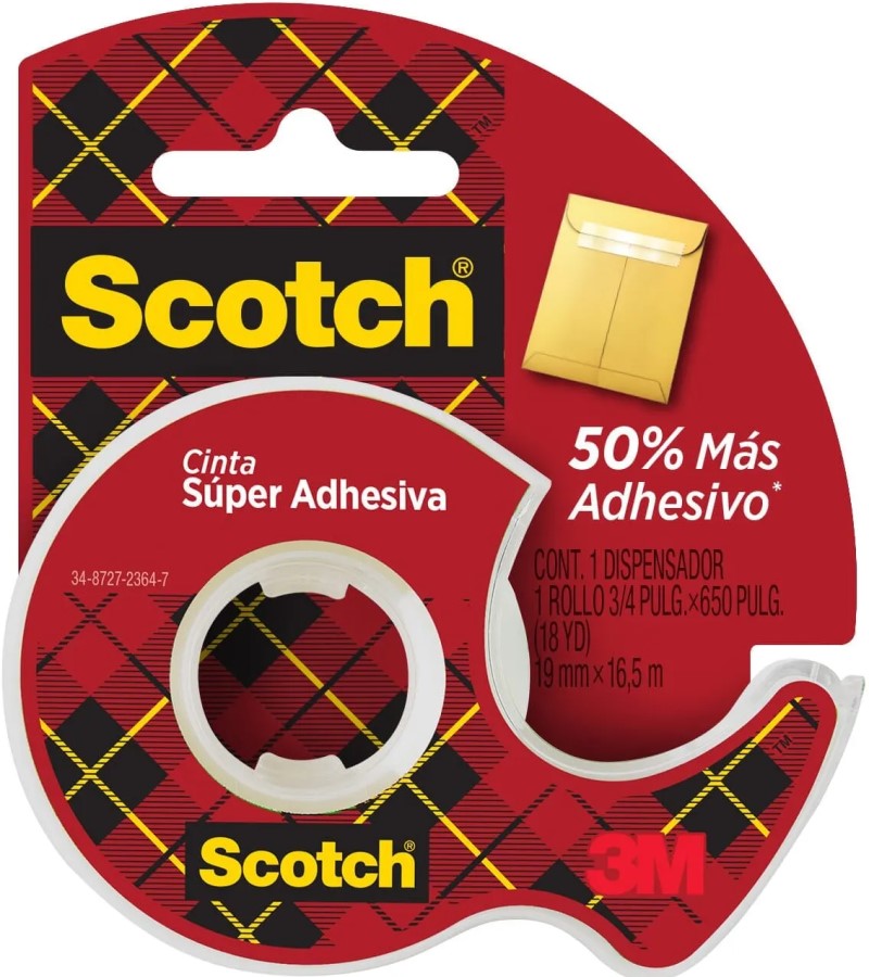 Cinta Adhesiva Súper Adhe.c/Despachador Transparente 19mm×16.5m 3M® 198-Sp [Pieza] 638060923818