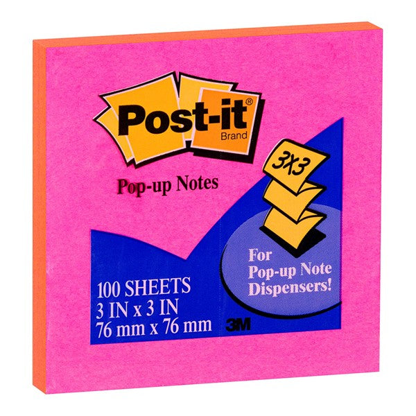 Notas Adhesivas Repuesto Post-It® Pop-up 100hj Colores Neón 3×3" 3M® R330-NPL Pieza 21200702648