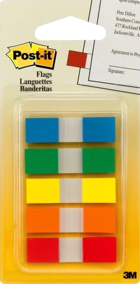 Notas Adhesivas (bandera) Post-It® Mini c/100 Colores (5) .5×1.7" 3M® 683-5CF [Pieza] 7891040204229