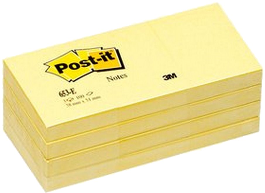 Notas Adhesivas Post-It® 12 Bloc.c/100hjs 1200h Amarillo 1.5×2" 3M® 653-12 [Paquete] 21200003271