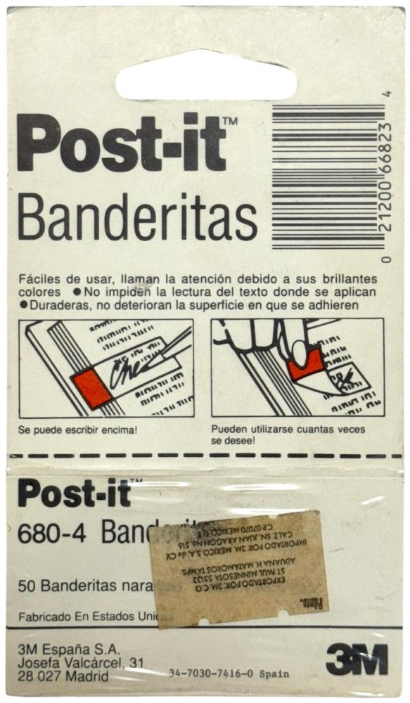 Notas Adhesivas (bandera) Post-It® c/50 Naranja 1×1.7" 3M® 680-4 [Pieza] 21200666933 3