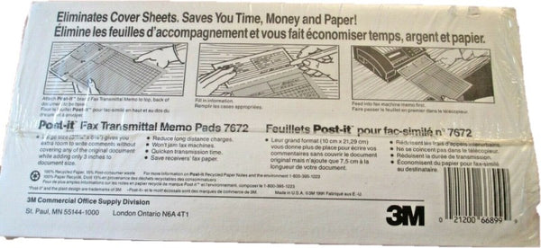 Notas Adhesivas Post-It® 2 Block c/50 hjs 100hj Mensaje Fax 4×8" 3M® 7672 [Paquete] 21200726644 2