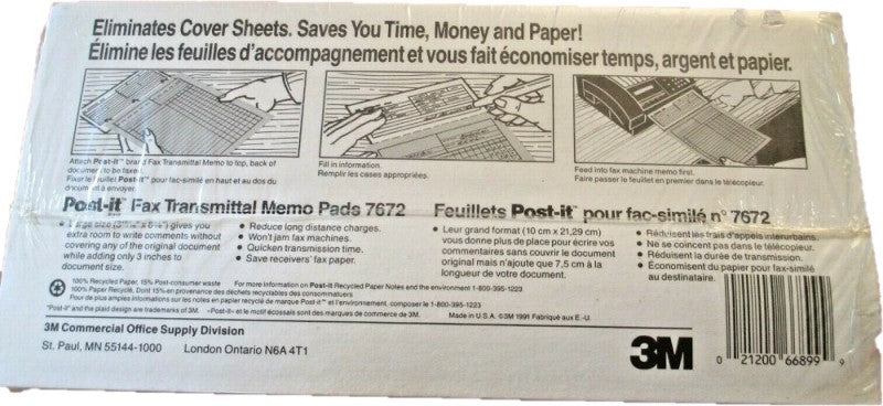 Notas Adhesivas Post-It® 2 Block c/50 hjs 100hj Mensaje Fax 4×8" 3M® 7672 [Paquete] 21200726644 2