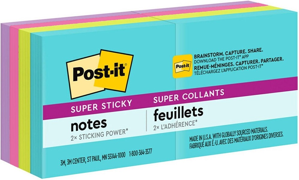 Notas Adhesivas SúperStic Post-it® 8 Block c/90 hjs 720hj Colores Miami 4 2×2" 3M® 622-8SSMIA [Paquete] 51125005982