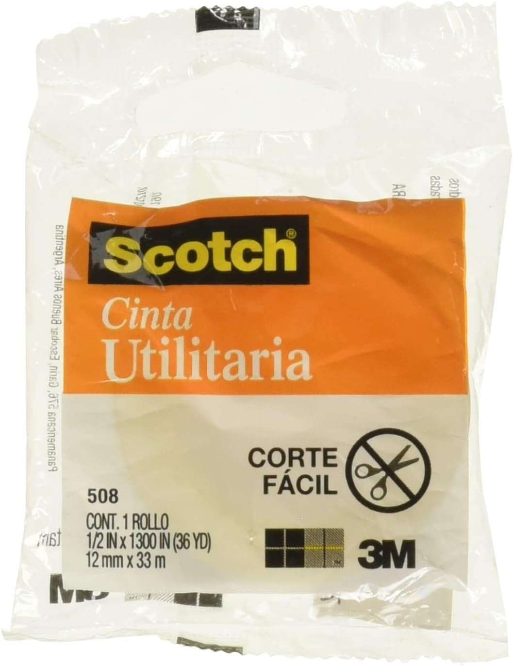 Cinta Adhesiva #508 Scotch® Utilitaria Transparente 12mm×33m 3M® 5081233 [Pieza] 7501023128908 Imagen principal del producto