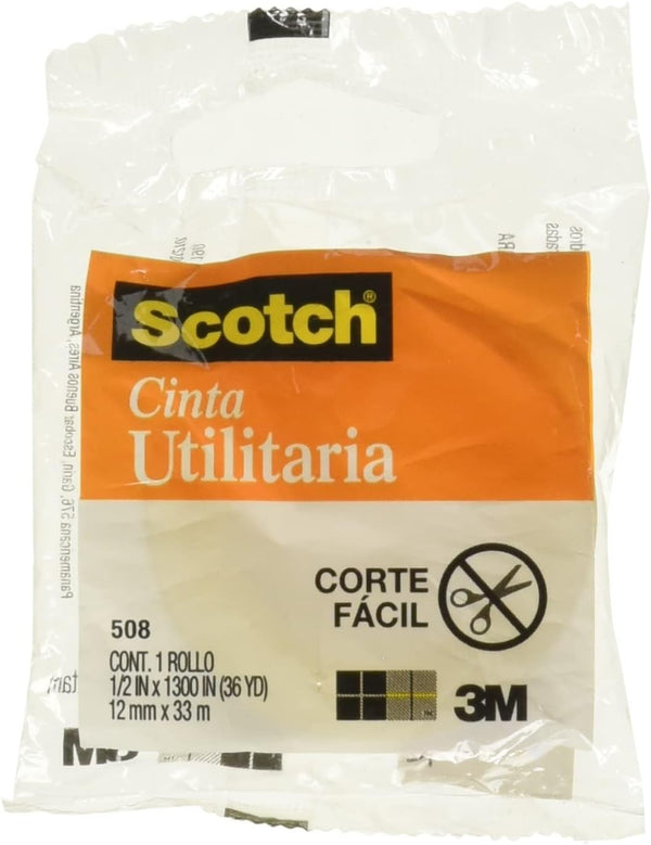 Cinta Adhesiva #508 Scotch® Utilitaria Transparente 12mm×33m 3M® 5081233 [Pieza] 7501023128908