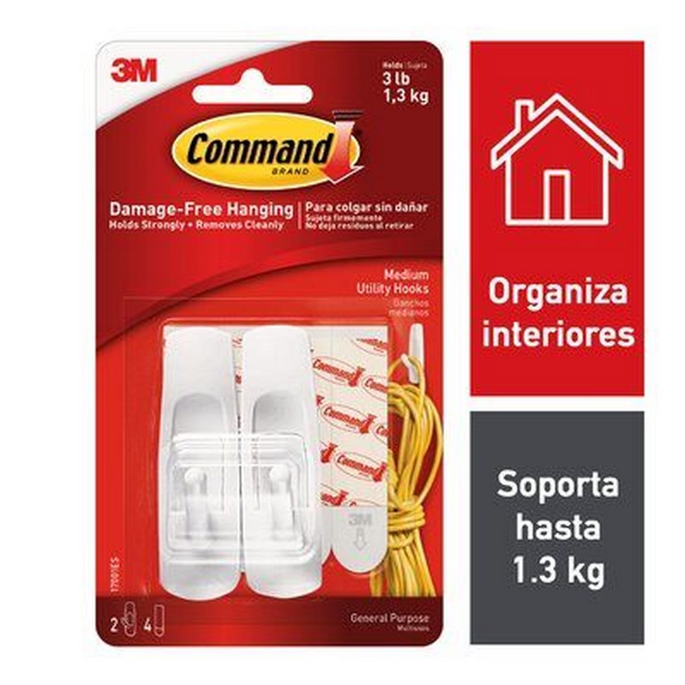 Gancho Command™ c/2 Autoadherible Mediano 3M® 17001ES [Pieza] 51131651418