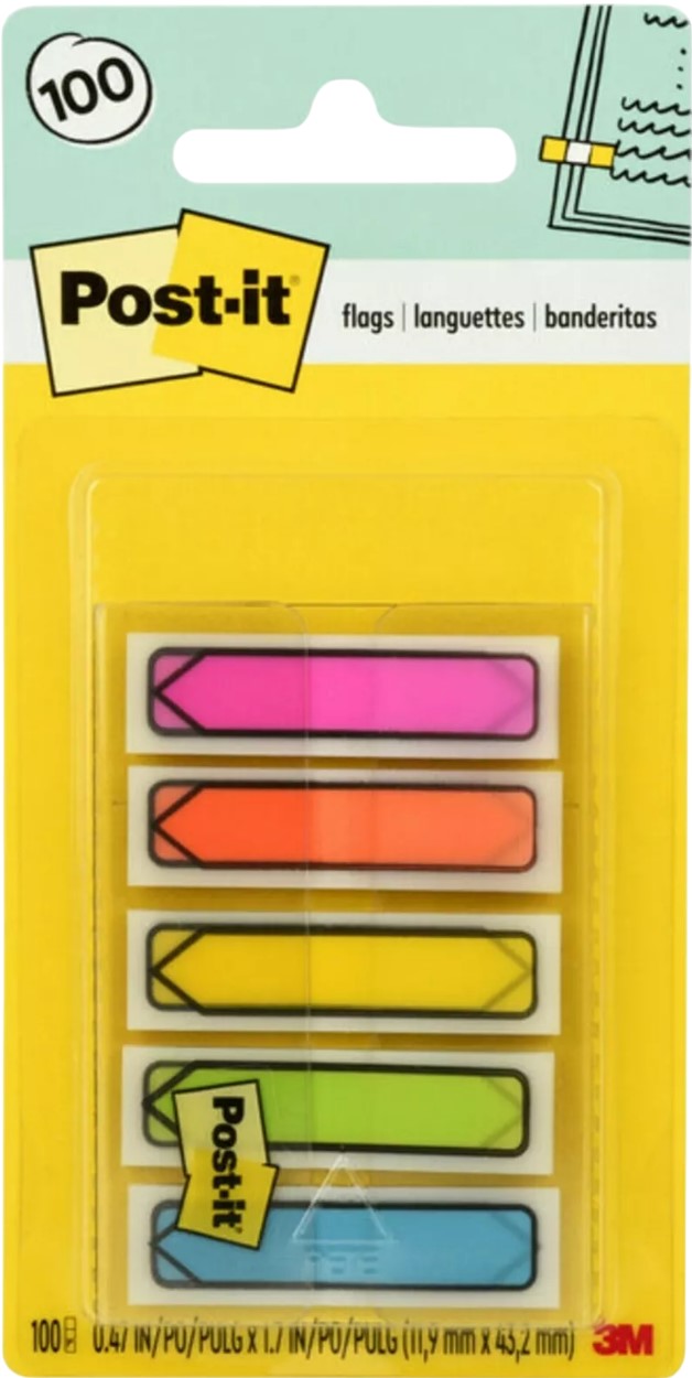 Notas Adhesivas (bandera) Post-It® Mini Flecha c/100 Colores Neón(5) .5×1.7" 3M® 684-ARR2 [Pieza] 7891040204212