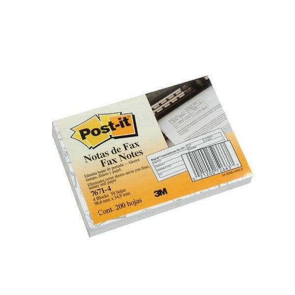 Notas Adhesivas Post-It® 4 Block c/50 hjs 200hj Mensaje Fax 4×1.4" 3M® 7671-4 [Paquete] 21200726637 Imagen principal del producto