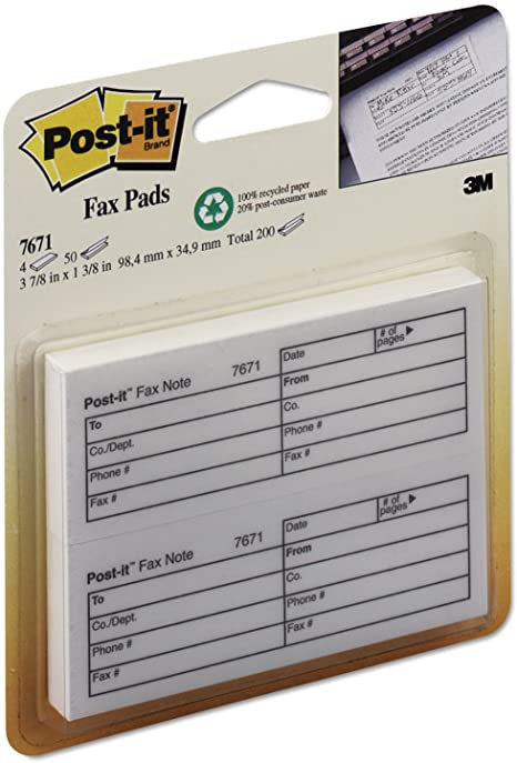 Notas Adhesivas Post-It® 4 Block c/50 hjs 200hj Mensaje Fax 4×1.4" 3M® 7671-4 [Paquete] Imagen secundaria del producto