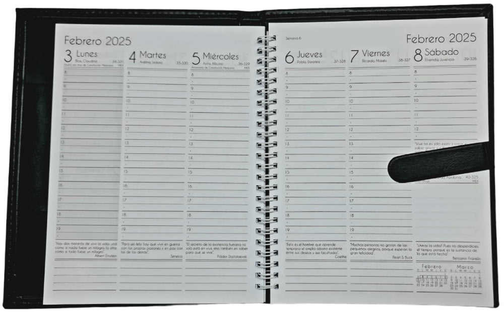 Agenda 2025 Curpiel Semanal medio Oficio Negro 18×23.5cm Creativida [Pieza] 7501099319613