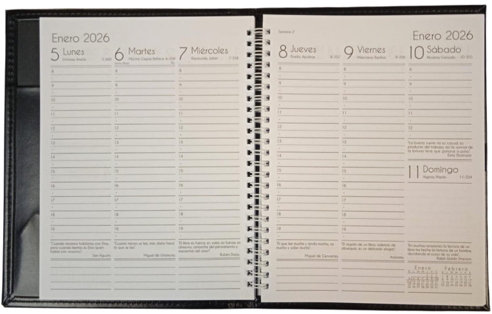 Agenda 2026 Curpiel Semanal medio Oficio Negro 18×23.5cm Creativida [Pieza] 7501099319613