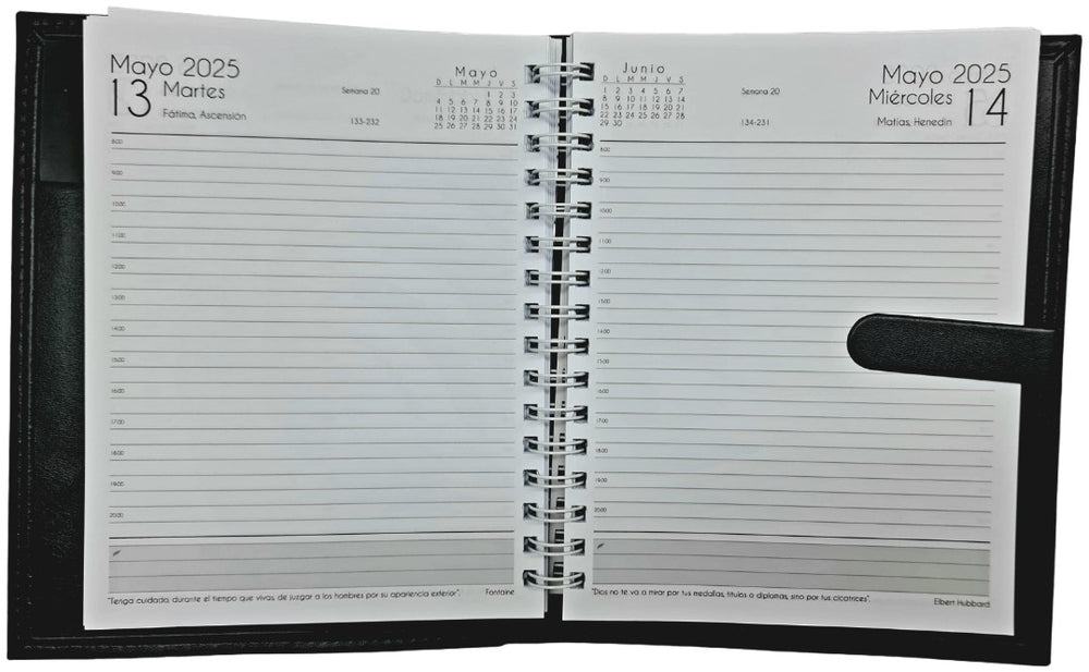 Agenda 2025 Curpiel Diaria medio Oficio Negro 18×23.5cm Creativida [Pieza]