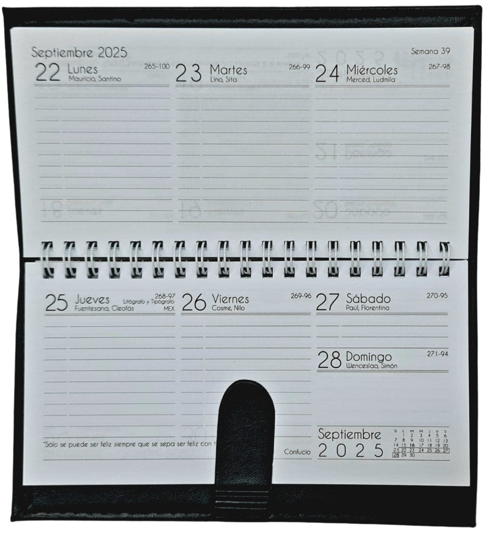 Agenda 2025 Curpiel Cartera-Inglesa Negro 9.5×18cm Creativida [Pieza] 7501099320244