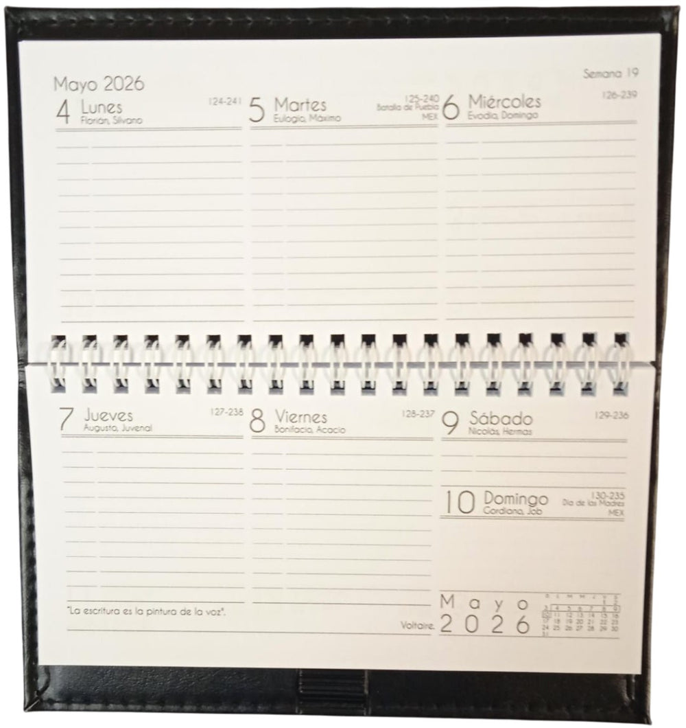 Agenda 2026 Curpiel Cartera-Inglesa Negro 9.5×18cm Creativida [Pieza] 7501099320244