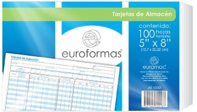 Tarjeta Índice de Almacén c/100 20.32×12.7 euroformas® AT1050 [Pieza] 7501523722187