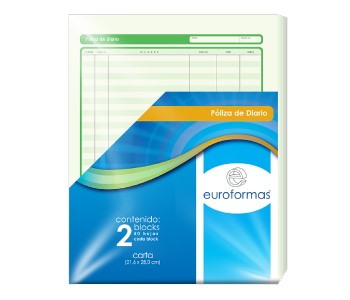 Block Póliza de Diario paquete c/2 D 50 hojas Carta euroformas® ER0110 7501523723047 Imagen principal del producto