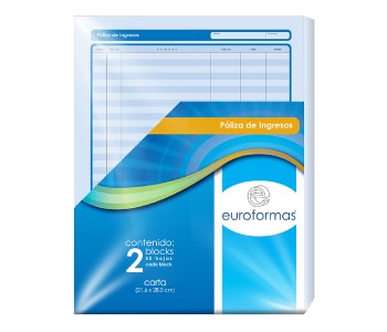 Block Póliza de Ingresos paquete c/2 I 50 hojas Carta euroformas® ER0111 7501523723054 Imagen principal del producto