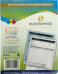 Block Remisiones Duplicado pakc3 Autocopia DA 22 Juegos ¼ Carta euroformas® ER0005 [Paquete] 7501523721098 2