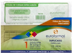 Block Póliza Cheques c/Carbón C 25 Juegos ½ Oficio euroformas® ER0148 BFO407 [Pieza] 7501523723726