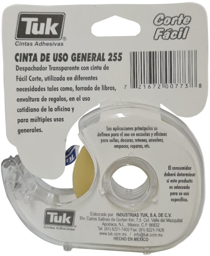 Cinta Adhesiva 255 Corte Fácil Despachad Transparente 12mm×33m Tuk® 265570 [Pieza] 721672007738 2
