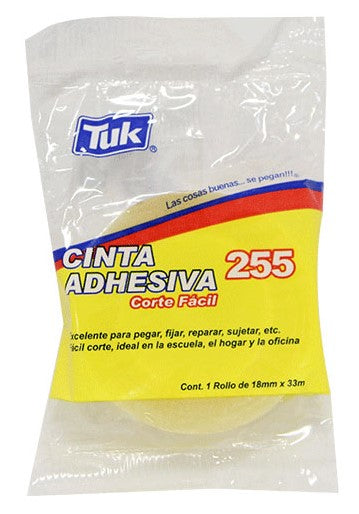 Cinta Adhesiva 255 Corte Fácil Transparente 18mm×33m Tuk® 265525 Pieza 721672004072