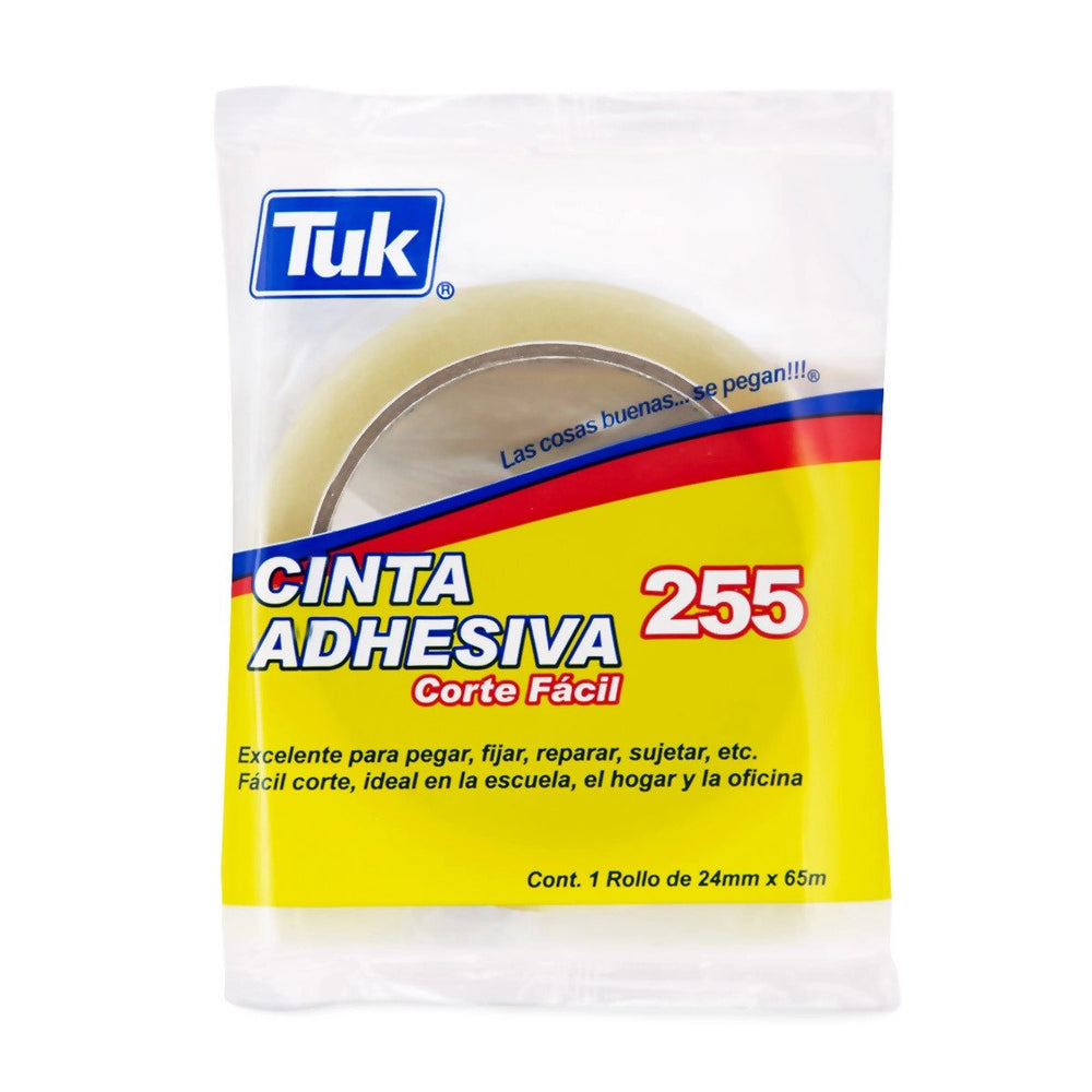 Cinta Adhesiva 255 Corte Fácil Transparente 24mm×65m Tuk® 265535 [Pieza] 721672004096