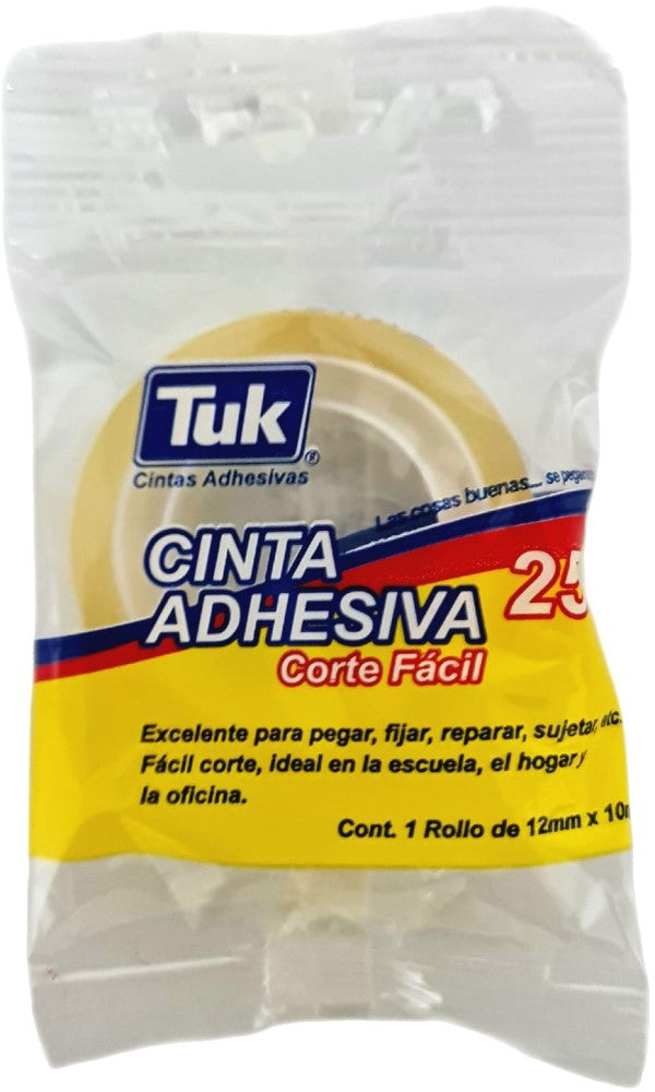 Cinta Adhesiva 255 Corte Fácil Transparente 12mm×10m Tuk® 265505 [Pieza] 721672004041