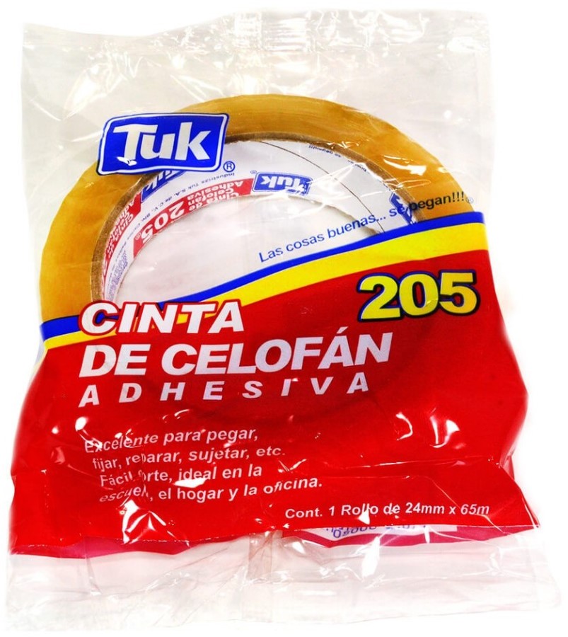 Cinta Adhesiva Celofán 205 Transparente 24mm×65m Tuk® 260538 [Pieza] 721672000807