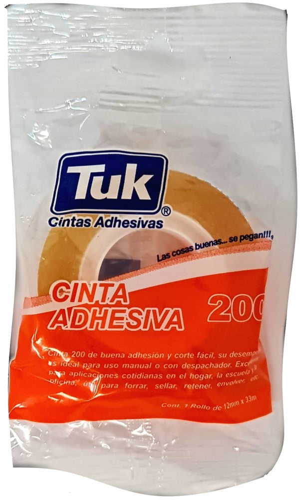 Cinta Adhesiva 200 Transparente 12mm×33m Tuk® 260006 Pieza 721672027217