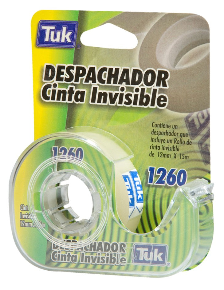Cinta Adhesiva Invisible 1260 c/Despachador Invisible 12mm×15m Tuk® 266001 [Pieza]