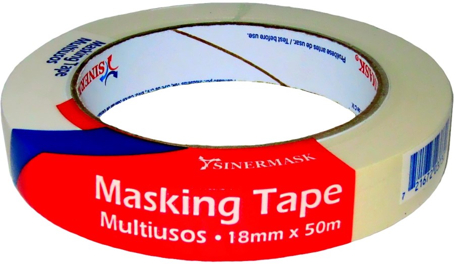 Cinta Adhesiva Masking 106 Multiusos Crema 18mm×50m SINERMASK® 100623 [Pieza] 721672037322