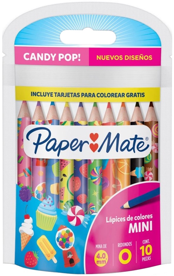 Color de Madera Cortos Candy Pop! Mini Redondo Colores Est.c/10 PaperMate® 2083503 [Estuche] 71641162426