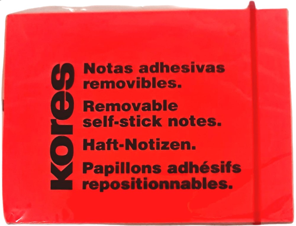 Notas Adhesivas Fluorescente 40hjs Rojo Neón 3×4" Kores® Pieza 7501037009927