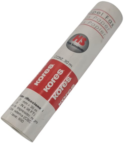 Papel para Fax Térmico .215×30m Kores® 800 [Rollo] 7501037004809