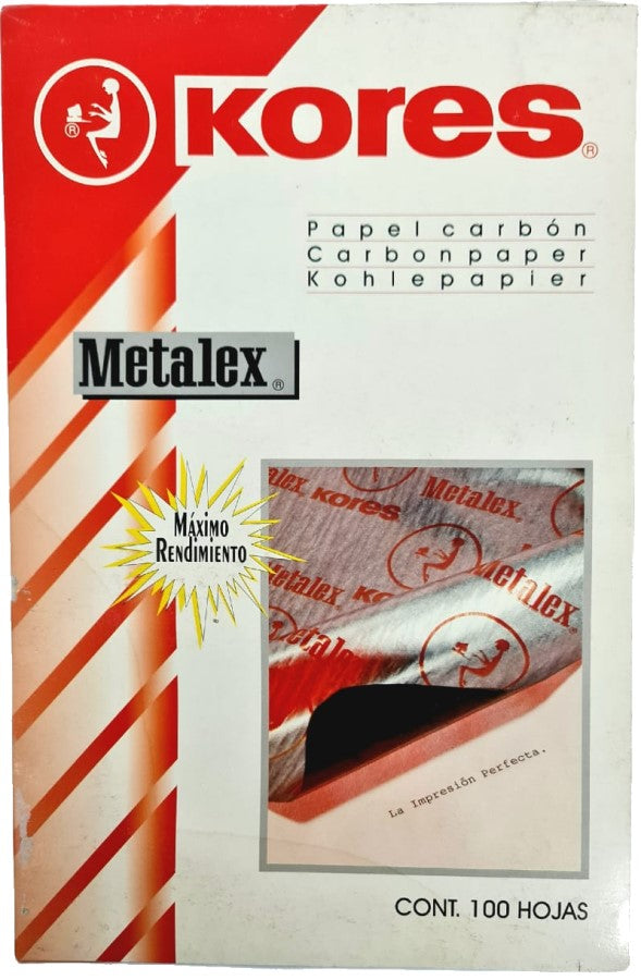 Papel Carbón Metalex® c/100 Negro Oficio Kores® [Caja] 7501037006162 2