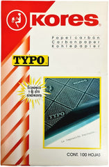 Papel Carbón TYPO® c/100 Negro Oficio Kores® [Caja] 7501037005608