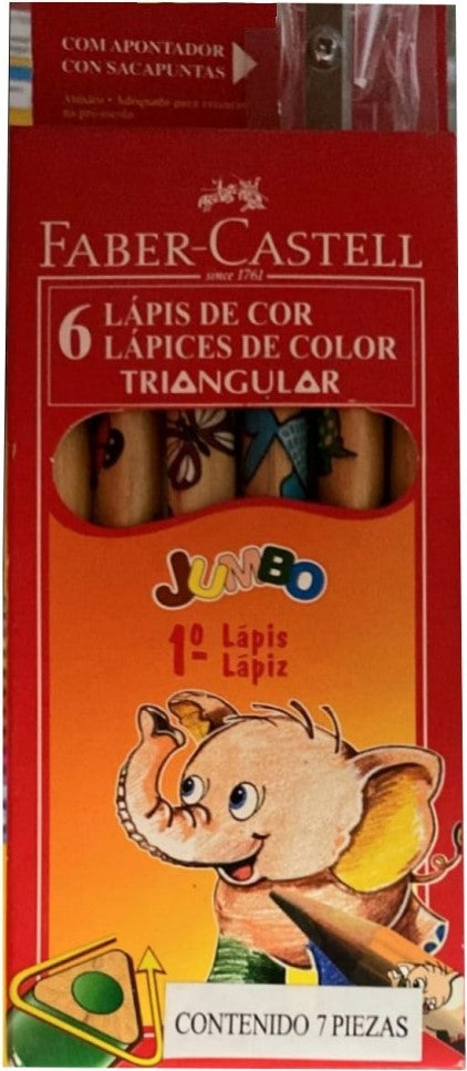 Color de MaderaTriangular Jumbo c/Sacapuntas Colores Est.c/6 Faber-Castell® [Estuche] 7891360447917