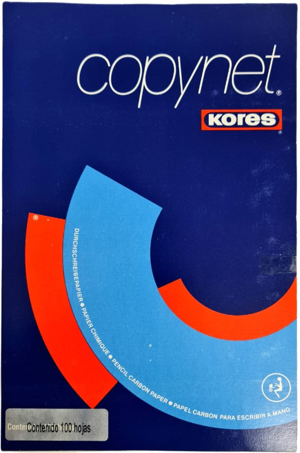 Papel Carbón Copynet c/100 Azul Oficio Kores® Caja 7501037006254