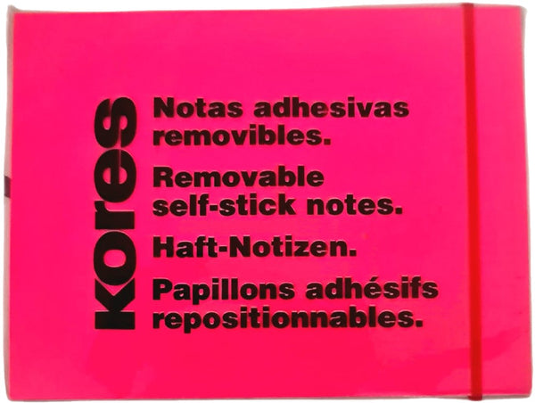 Notas Adhesivas Fluorescente 40hjs Rosa Neón 3×4" Kores® Pieza 7501037009934 01