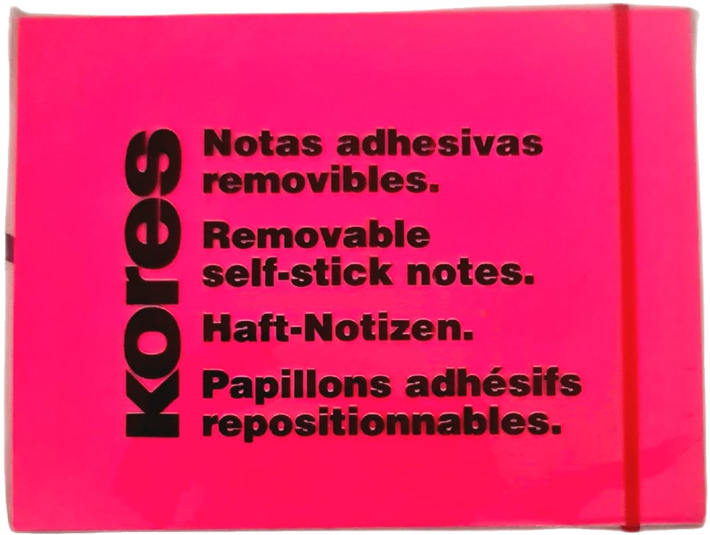 Notas Adhesivas Fluorescente 40hjs Rosa Neón 3×4" Kores® Pieza 7501037009934 01