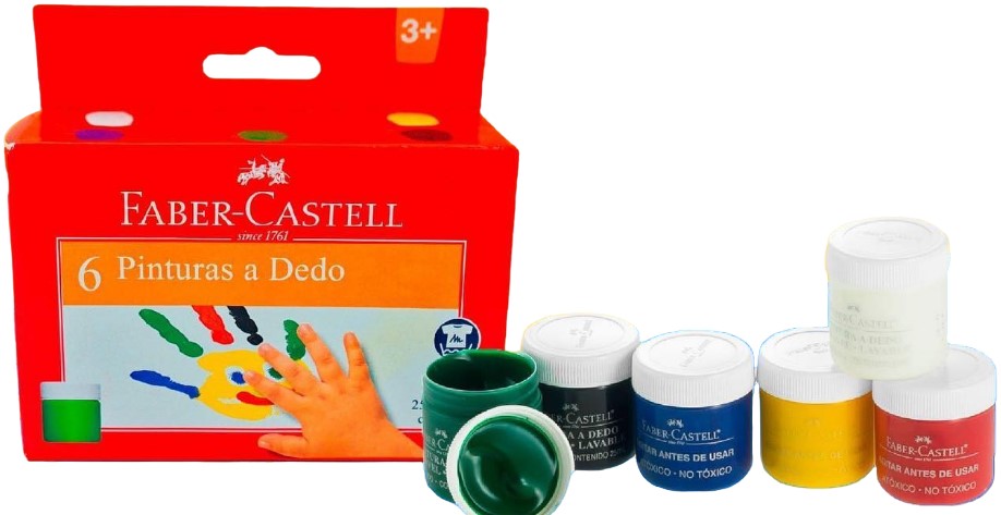 Pintura Digital Lavable p/Dedo 25ml Colores (6) Est.c/6 Faber-Castell® Pieza 7891360460336