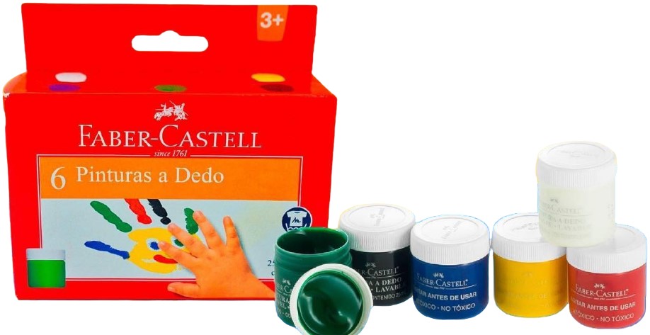 Pintura Digital Lavable p/Dedo 25ml Colores (6) Est.c/6 Faber-Castell® [Pieza] 7891360460336