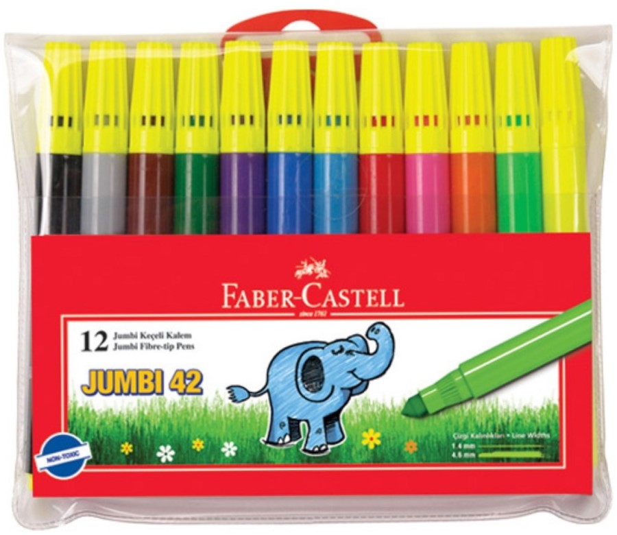 Marcador base Agua Jumbo Neón Colores Est.c/12 Faber-Castell® 31242HT [Estuche] 7754111612425