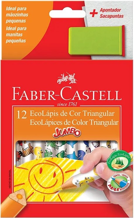 Color de MaderaTriangular Ecolapices Jumbo Colores Est.c/12 Faber-Castell® 123012AP Estuche 7891360567646