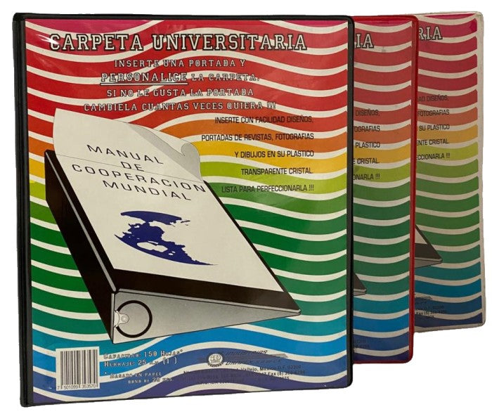 Carpeta 3 Argollas "O" Universitaria c/Cristal 1" Colores Surtido Carta Danpex® 5357 [Pieza] 7501099353570 Imagen principal del producto
