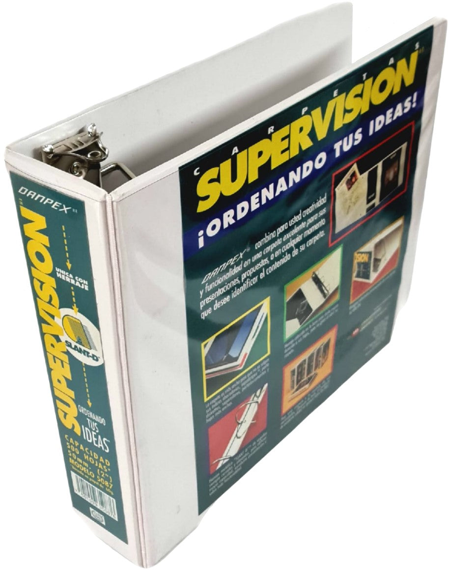 Carpeta 3 Argollas "D" Supervisión c/Cristal 2" Blanco Carta Danpex® 5087 [Pieza] 7501099350876