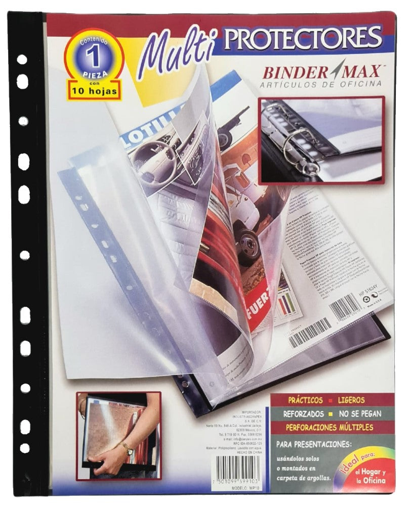 Mica Protectora p/carpeta 3 perforaciones c/10 Transparente Carta Danpex® MP-10 [Pieza] 7501099399103