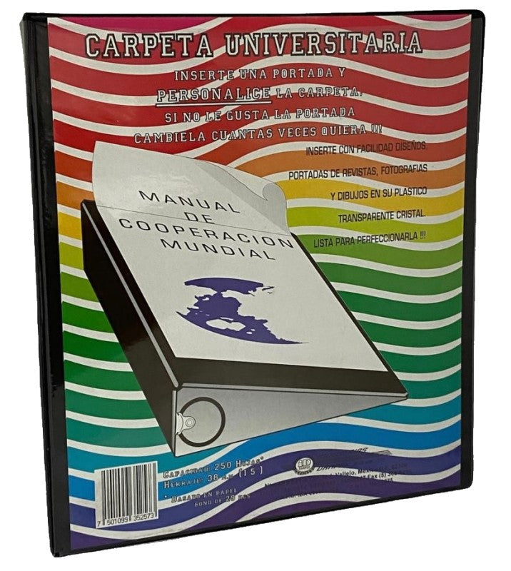 Carpeta 3 Argollas "O" Universitaria c/Cristal 1½" Colores Surtido Carta Danpex® 5257 [Pieza] 7501099352573