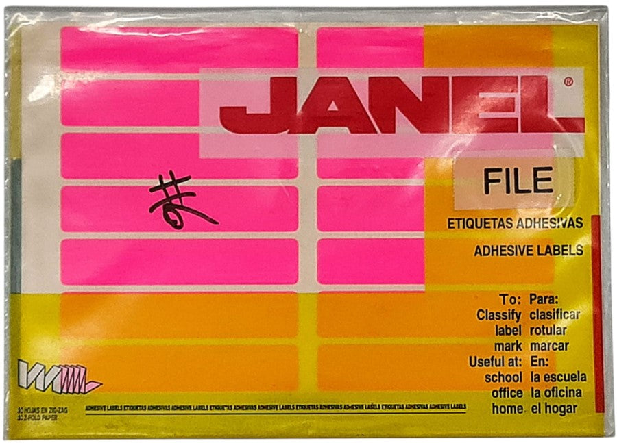 Etiqueta Adhesiva Clásica Fluorescente c/140 10 hoj Rosa Neón 20 #20 20×100 Janel® c/140 Bolsa 01